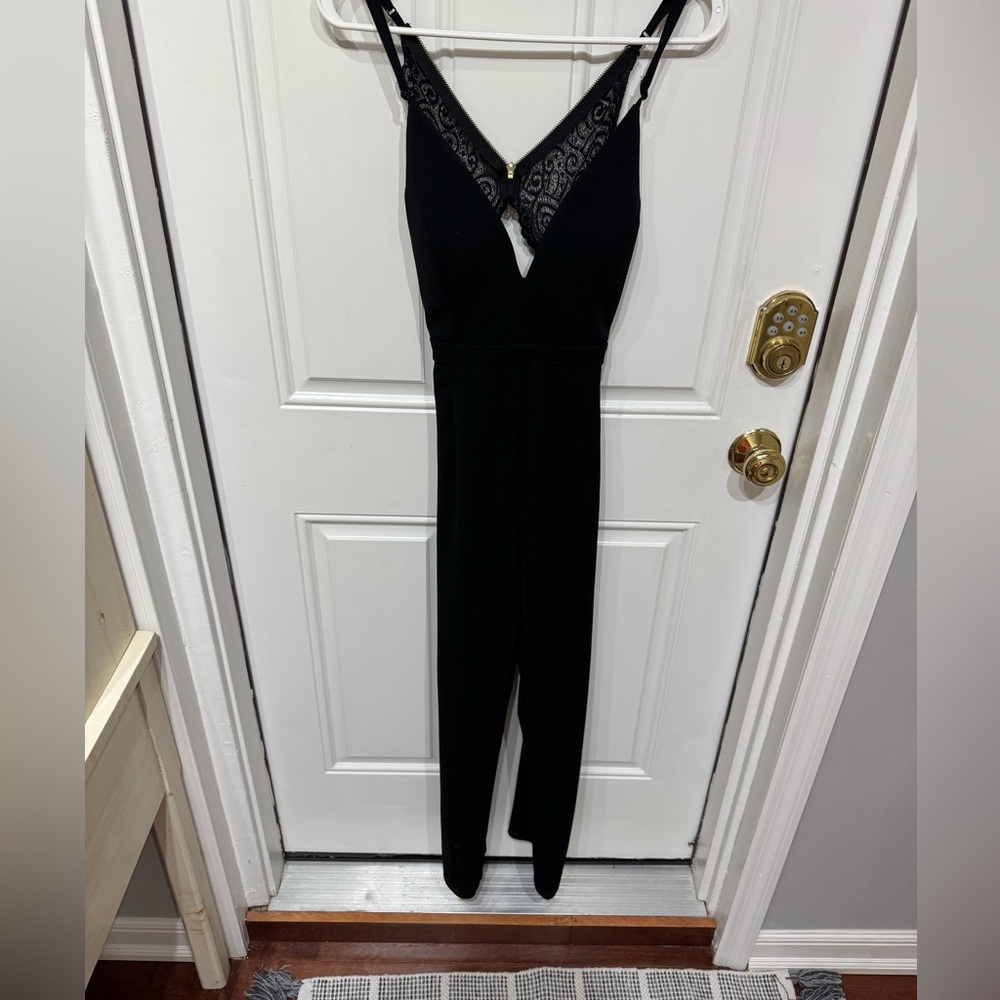 Emerald Sundae Black Lace Detail Jumpsuit
